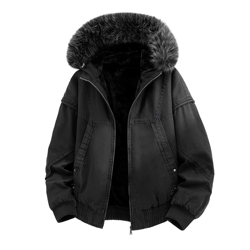 High-end Fur Collar Hooded Par - Streetwear Brand Clothing recension och pris
